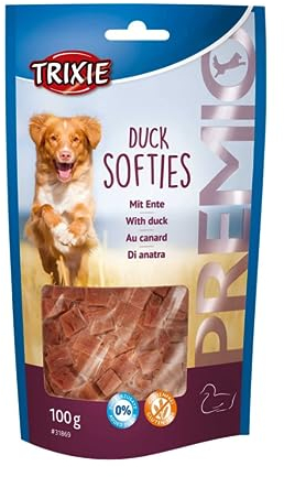 TRIXIE Hundeleckerli PREMIO Hunde-Duck Softies 100g - Premium Leckerlis für Hunde glutenfrei - ohne Getreide & Zucker, schmackhafte Belohnung für Training & Zuhause - 31869