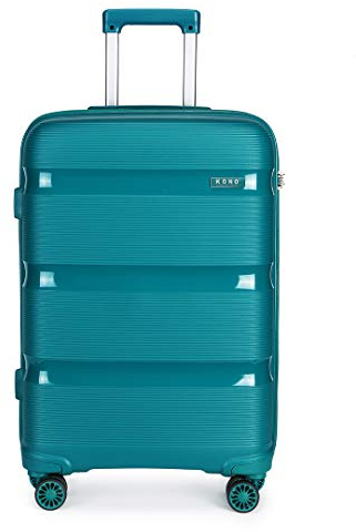 Kono Valise Rigide Légere Polypropylène à roulettes Pivotantes avec Serrure TSA Intégrée - Valise Moyenne 65 cm, Bleu