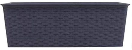 St@llion Grey Rectangle Rattan Plastic Planter Box for Garden & Indoor Plants, Weatherproof Outdoor Flower Pot, Stylish Patio Balcony Plant Container, Durable Decorative Flowerpot (Random (Pack of 1))