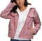 Minetom Femme Hiver Chaud Manteau Court en Velours Côtelé Manches Longues Épaissir Doublé Peluche Parka Blouson Rembourrée Veste A Rose Foncé L
