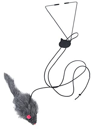 BEAUTYBIGBANG Juguete para gatos Auto-hey puerta colgante retráctil para gatos, cuerda de rascar ratón, palo para gatos, suministros para gatos para colgar puertas divertidas suministros para gatos