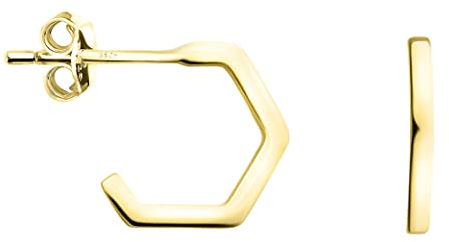 SOFIA MILANI - Damen Ohrringe 925 Silber - vergoldet/golden - Sechseck Hexagon Steck Creole - E1507