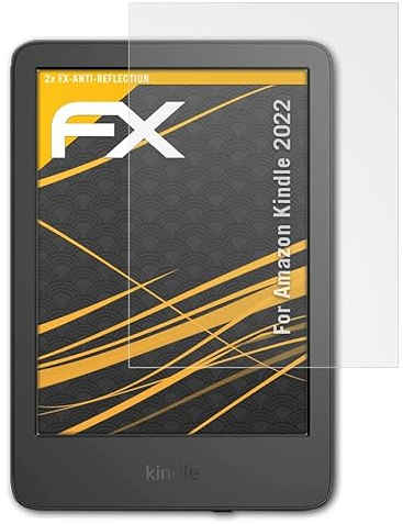 atFoliX Panzerfolie kompatibel mit Amazn Kindl 2022 Schutzfolie, entspiegelnde und stoßdämpfende FX Folie (2X)