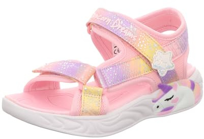 Skechers Sandali da bambina, in tessuto rosa chiaro/multi finiture, taglia 34, Tessuto rosa chiaro Multi Trim, 35 EU