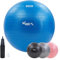 KM-Fit Gymnastikball 65cm | Trainingsball mit Luft-Pumpe | Sitzball Büro Anti-Burst | Ball für Fitness, Yoga, Gymnastik, Core Training | Pezziball Yogaball BPA-Frei | Blau