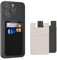 kwmobile 3X Stick-on Kartenhalter für Kreditkarten - Silikon Halter - 5,7 x 9,8 cm - für bis zu 4 Karten oder Bargeld - Wallet in Schwarz Grau Weiß