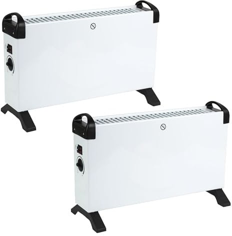 Beldray COMBO-8969A Free-Standing Portable Convector Heater – 2 Pack, Standing Radiator, Adjustable Thermostat & 3 Heat Settings, 750W/1250W/2000W, Fast Heat-Up & Auto Shut-Off, Silent Operation