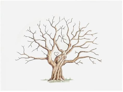 Arbre à Empreintes digitales, d'empreintes digitales d'arbre, Tableau de Signature Invité Sign in Toile Peinture décorations pour Mariage Fête d'anniversaire Livre d'or d'empreintes, 30x40cm