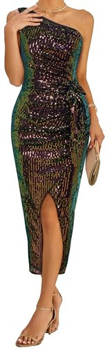 GRACE KARIN Women Off-Shoulder Midi Bodycon Dress Sleeveless Plus Size Evening Party Dresses with Belt Black-Multicolor XL