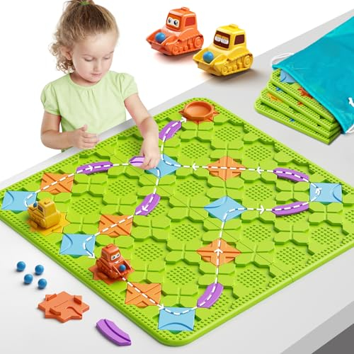 Logische Straßenbau Spiele - STEM Familie Brettspiel, Großes Mehrspieler Brain Teasers Puzzles Labyrinth Spielzeug für 4 5 6 7 Jahre Jungen Mädchen, Montessori Spielzeug geschenke für Kinder Jungen