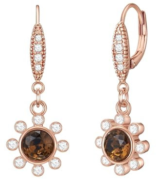 Lulu Jane Damen Ohrringe aus Metall-Legierung mit Glas Ohrhänger Blüte roségold