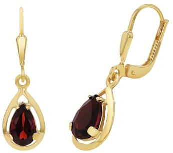 Amor Ohrhänger Damen Ohrschmuck, mit Granat, 2,7 cm, Rot, Kommt in Schmuck Geschenk Box, 2021570