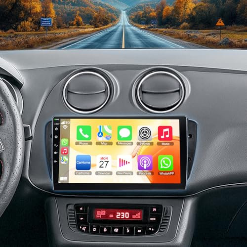 4+64GB Autoradio für SEAT IBIZA 6j IV 2009-2014 mit Wireless Carplay & Android Auto, Android 13 9 Zoll IPS Autoradio mit GPS Sprachsteuerung SWC Rückfahrkamera Bluetooth 5.2 Freisprecheinrichtung WiFi