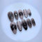 Shimmerz 24 Pieces Short Almond Sweet Flower Nail Stickers Cool 3D Pearl Charms Flower Gradient Black French Tip Artificial Nails for Women