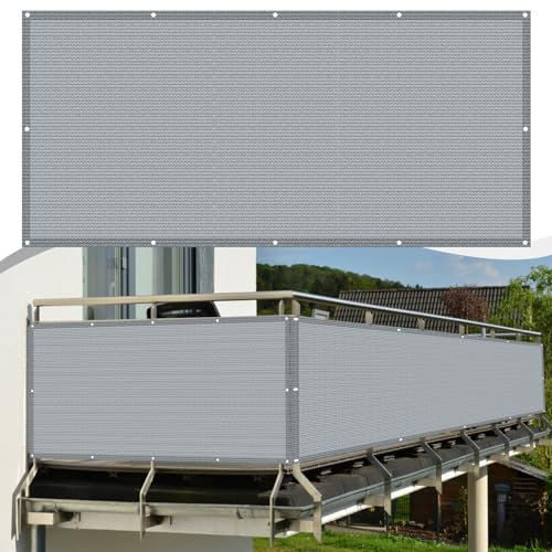 Brise Vue pour Balcon 50 x 500 cm HDPE 220G/M², Protection Contre Soleil, Résistant Aux Intempéries Brise-Vue pour Balcon Couverture pour Exterieur Terrasse, Gris