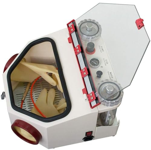 Dental Lab Sandstrahlgerät, 50 W, Doppelstift, feiner Sandstrahler mit Glasansicht für Materialwiederherstellung und Polierbehandlung