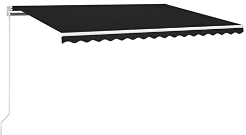 Mhdvray Markise Manuell Anthrazit 450x350 cm mit LED Beleuchtung Aluminium Rahmen UV-beständiges Polyester für Terrasse Balkon und Garten