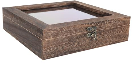 Gadpiparty 1pièce Boîte à Spécimens Bois avec Fenêtre Verre Transparent Boîte de Rangement Étanche et Coffret Exposition pour Insectes et Plantes Design Vintage pour Bureau et Maison