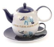Tea for one Set Voi Keramik mit Goldauflage 4-teilig, Kanne: 0,4 l, Tasse: 0,2 l