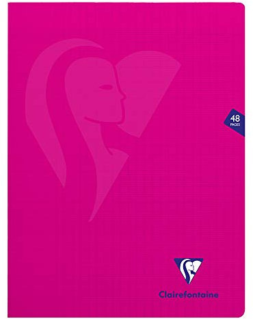 Clairefontaine 313311C Un Cahier Agrafé Mimesys Rose - 24x32 cm - 48 Pages Grands Carreaux - Papier Blanc 90 g - Couverture Polypro