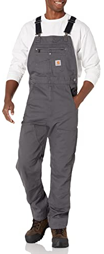Carhartt Men's Rugged Flex® Relaxed Fit Canvas Bib Overall, Gravel, W42/L32