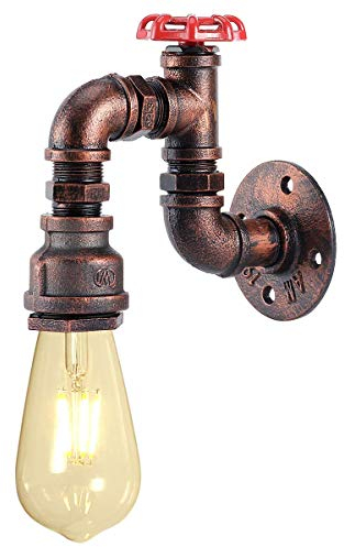 KAWELL Kreative Kerze Wandleuchte Vintage Industrielle Retro Wasserrohr Wandlampe Eisen Metall E27 60W Max für Restaurant, Café, Bar, Küche, Schlafzimmer, Rot Kupfer Farbe