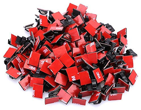 Adhesive Car Cable Clips Wire Clips Wall Mount Drop Clamp Wire Cord Tie Holder Organization for Messy Wires in Home Office Festival Ornaments(100pcs 3M Black Wire Clips)
