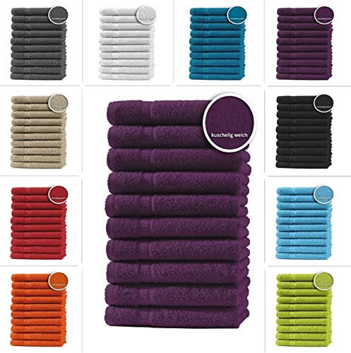 one-home 10er Set Gästetücher Handtücher Duschtücher Badetücher Frottee 100% Baumwolle, Produktart:Duschtücher 70x140 cm, Präzise Farbe:Aubergine/Lila