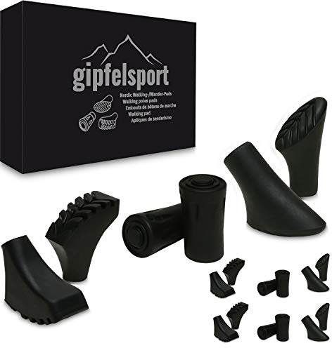 gipfelsport Nordic Walking Stöcke Gummipuffer für Walkingstöcke, Wanderstöcke und Trekkingstöcke | gemischt, 12 Stück, 6 Paare