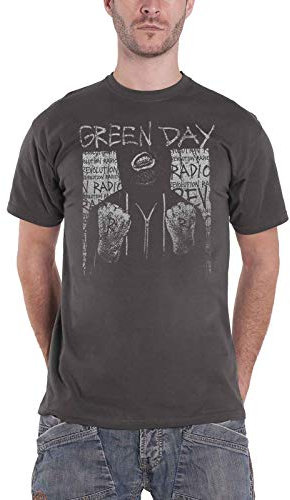 Green Day T Shirt Revolution Radio Ski Band Logo Official Mens Charcoal Grey