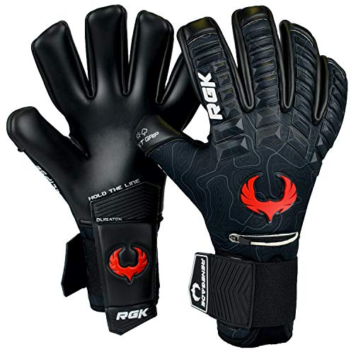 Renegade GK Eclipse Ambush Professionelle Torwarthandschuhe mit Pro Finger Schutz | 4mm EXT Contact Grip | Schwarz, Rot, Weiß Fußball Torwart Handschuhe (Größe 7, Jugend, Junior, Neg. Cut, Level 5)