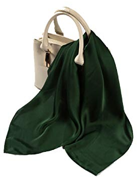 New Satin Silk Shiny Plain Solid Colours Large Square Plain Head Neck Scarf Wrap 90 X 90 cm (Bottle Green)