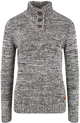 OXMO OXPhilicita Damen Strickpullover Troyer Grobstrick Pullover 100% Baumwolle Regular fit, Größe:L, Farbe:Insignia B (791991)
