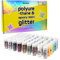 Hemway Feiner Glitzer – 54 x 9,6 g (0,34 oz) PU Epoxid, Mehrzweck-Glitzer-Set für Harzhandwerk, Schmuckherstellung, Becher, Dekorationen, Kunst, Nägel, Körper