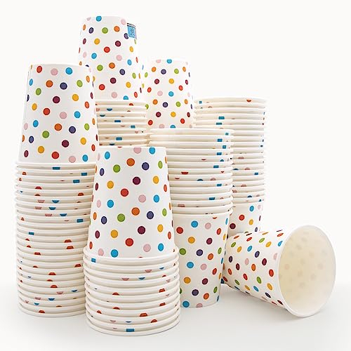 Wellsamed WELLSACUP 1000 Stück Pappbecher 180 ml Punkte, geeignet für Heiß- und Kaltgetränke, Party, Kindergeburtstag, Picknick, Grillen