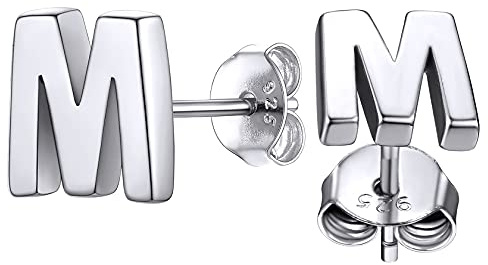 ChainsHouse 925 Silber Buchstabe Ohrstecker A-Z Initiale Alphabet Ohrringe Damen Herren Letter Ohrschmuck mit Geschenkebox für Geburtstag Weihnachten