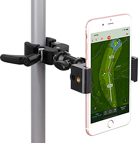 iTODOS Cell Phone Holder Mount Clip for Golf Cart,Wheelchair Walker,Stroller,Spin Bike, Table, Clamp Fits iPhone,Galaxy, Nexus,Most Phones and GPS up to 4 Wide,Aluminum Alloy Material