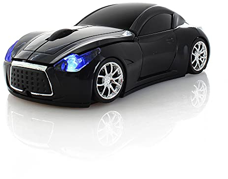 Aikchi YFND Souris optique sans fil en forme de voiture de sport pour ordinateur portable 2,4 GHz Noir