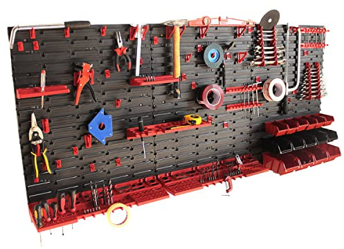 IMJ-Global Pannello porta attrezzi portautensili organizza da lavoro officina garage minuteria Set Supporti Ganci per attrezzi da parete muro (MIX11 173x78CM)