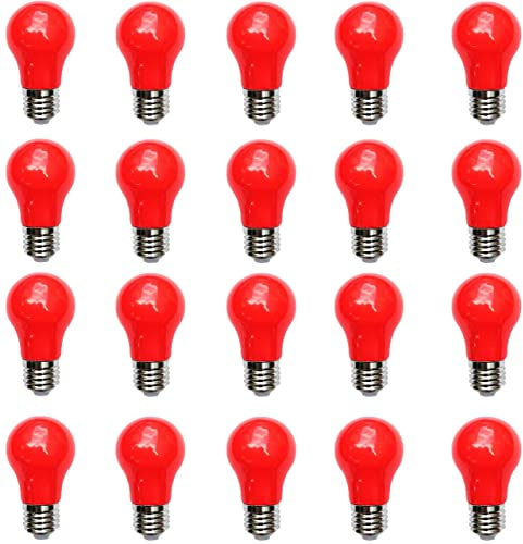 Aiwerttes 20er Pack 3W LED farbige Glühbirne E27 A50 Schraubkappe Rot Glühbirne für Hochzeit Halloween Weihnachtsfeier