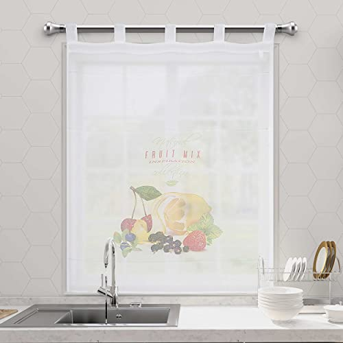 Dalina Textil - Cortina de Cocina Translúcido Lisa, Cortina Media Altura para Cocina, Comedor, Marco de Puerta 1 Pieza Tejido Gasa FinasDiseño FruitMIX 100x140cm
