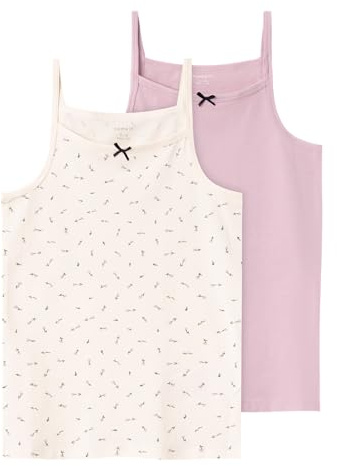 NAME IT Mädchen Nkfstrap Top 2p Buttercream Floral Noos Unterhemden, Buttercream, 134-140 EU