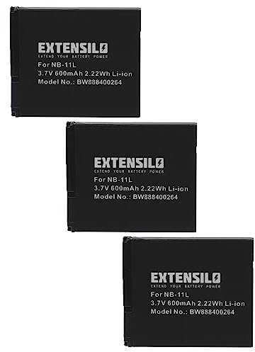 EXTENSILO 3X Batteries Compatible avec Canon PowerShot A2400, A2400 is, A2300 is, A2300 Appareil Photo, Reflex numérique (600mAh, 3,7V, Li-ION)