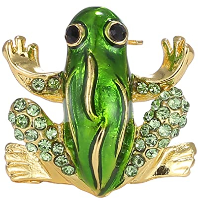 Brosche Männer Hochzeit Schmuck Luxus Grün Kristall Frosch Broschen Kragen Pins for Frauen Niedlichen Lustigen Cartoon Strass Tier Froggy Metall Abzeichen Schmuck Mode Dekoration ( Color : Taille uniq