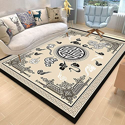 Tapis Salon 120X170 Style Chinois Tapis Chambre Adulte,Decoration Chambre,Antidérapant Tapis Salle À Manger,Grand Tapis Salon,Lavable À l'huile Et Résistant Aux Taches