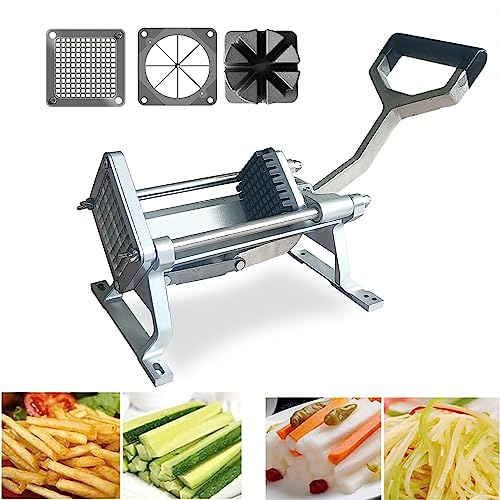 Extra Heavy Duty French Fry Cutter Stainless Steel Potato Slicer Commercial Vegetable Fruit Dicer Onion Tomato Chopper with Wall Bracket, Fixed Counter or Wall Mount 12mm