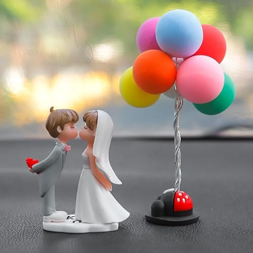 Niedliches Auto Armaturenbrett Ornament, Süße Cartoon-Paare Action-Figur Ballon-Ornament Figuren Paar Puppen mit Ballon Auto Innenraum Deko Figuren Auto-Armaturenbrett-Dekorationen Büro Zimmerdeko