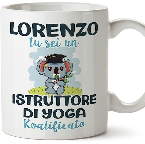 Mugffins Tassen Personalisierten für YOGA-LEHRER Mann - Auf Italienisch - Koalificati Personalizzati - 11 oz / 330 ml - Individuell Anpassbar Geschenk Mitarbeiter