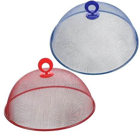 Yardwe 2st Netz-Regenschirm-lebensmittelabdeckungen Runde Kraftpapier Schokoladenpapier Netzplattenabdeckungen Abdeckung Für Snackteller Kuchen Mesh-Abdeckung Rostfreier Stahl Esstisch
