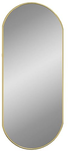 vidaXL Wandspiegel Flurspiegel Spiegel Badspiegel Hängespiegel Dekospiegel Schminkspiegel Badezimmer Garderobe Flur Golden 70x30cm Oval